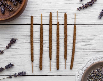 Lavender Incense - All Natural Hand Rolled Incense Sticks - Bag of 6 or 12 - Lavande Herbal Organic Vegan Insense Insence Inscent Encens