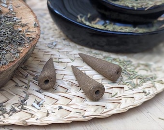 Scarborough Fair Backflow Incense Cones - Parsley, Sage, Rosemary & Thyme - made by hand with only plant materials