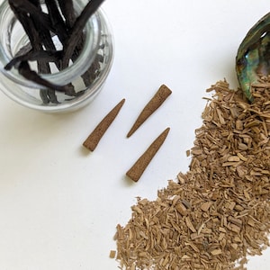 Sandalwood Vanilla Incense Cones - made with White Sandalwood and Vanilla Beans - Pack of 3, 6, or 12 - Traditional Hand-Rolled Incense Cone