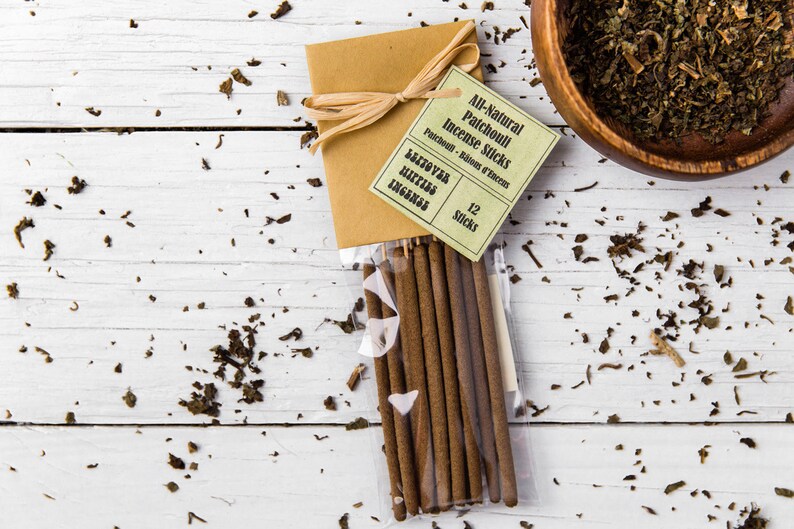 Patchouli Incense Sticks All Natural Hand Rolled Incense Sticks Bag of 6 or 12 Earth Hippie, Earthy, Patch Scent, Patchouly Inscent image 9