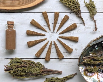 Juniper Incense Cones - Hand-Rolled from real ingredients, NO oils - Bag of 3, 6 or 12