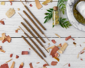 Temple Blend Incense Sticks - Cedar, Sage and Frankincense - Bag of 6 or 12 - All Natural Hand Rolled Organic, Vegan, Herbal, Zen Incense