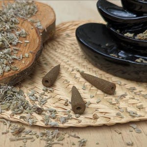 Sage Backflow Incense Cones - All Natural, Vegan, Herbal, Organic, Smudging Altar Tools