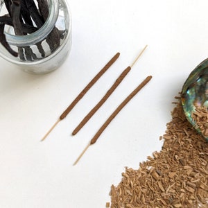 3 Sandalwood Vanilla Incense - White Sandalwood and Vanilla Beans - Traditional, Artisan-Rolled Organic Herbal Incense Sticks