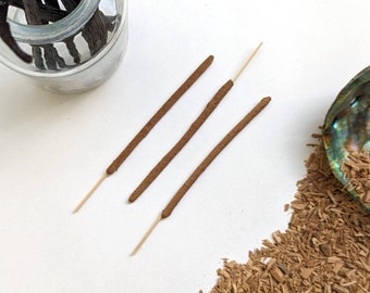 3 Sandalwood Vanilla Incense - White Sandalwood and Vanilla Beans - Traditional, Artisan-Rolled Organic Herbal Incense Sticks