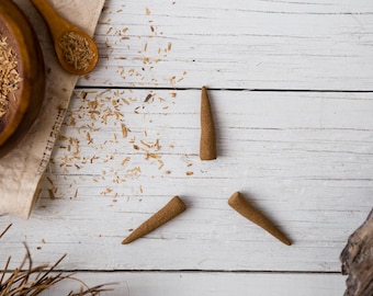 White Sandalwood Incense Cones - Rolled by hand from real wood - NO OILS