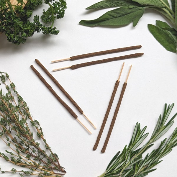Scarborough Fair Incense Sticks - Parsley, Sage, Rosemary & Thyme - 6, 12 or 60 Sticks - made by hand with only plant materials