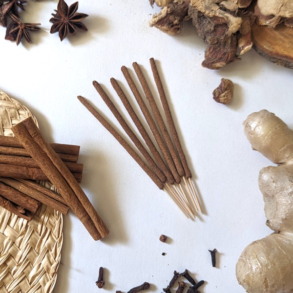 Chai Incense Sticks - Ginger, Galangal, Star Anise, Cinnamon and Cloves - All Natural Traditional Herbal Artisan Incense