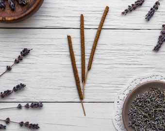 Lavender Incense - All Natural Hand Rolled Incense Sticks - Bag of 3, 6 or 12 - Lavande Herbal Organic Vegan Insense Insence Inscent Encens