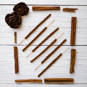 Cinnamon - All Natural Hand Rolled Incense Sticks - Bag of 6 or 12 - Bohemian Hippie Organic Vegan Herbal - Eco Earth Friendly Packaging