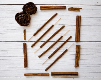 Cinnamon - All Natural Hand Rolled Incense Sticks - Bag of 6 or 12 - Bohemian Hippie Organic Vegan Herbal - Eco Earth Friendly Packaging