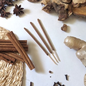 3 Chai Incense Sticks - Ginger, Galangal, Star Anise, Cinnamon and Cloves - All Natural Traditional Herbal Artisan Incense
