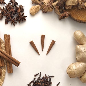 Chai Incense Cones - Ginger, Galangal, Star Anise, Cinnamon and Cloves - All Natural Traditional Herbal Artisan Incense - Bag of 3, 6, or 12