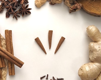 Chai Incense Cones - Ginger, Galangal, Star Anise, Cinnamon and Cloves - All Natural Traditional Herbal Artisan Incense - Bag of 3, 6, or 12