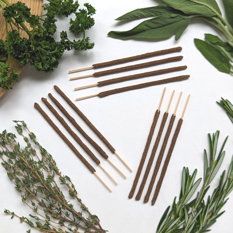 Scarborough Fair Incense Sticks Parsley, Sage, Rosemary & Thyme 6, 12 or 60 Sticks made by hand with only plant materials image 3
