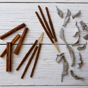 Cinnamon Sage - All Natural Hand Rolled Incense Sticks - Bag of 6 or 12 - Boho Vegan Hippie Incense - Organic Herbal Scents