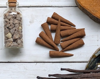 Vanilla Incense Cones - Hand-Rolled from real ingredients, NO oils - Bag of 3, 6 or 12