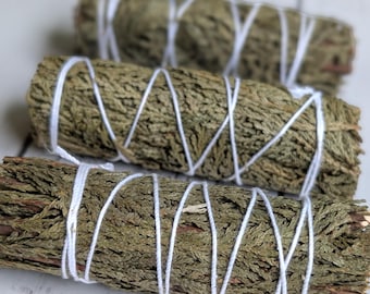 Western Red Cedar Smudging Bundles - 3 Smudge Sticks, 4" long