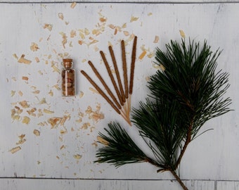 Pine Incense Sticks- All Natural, Vegan, Herbal, Organic, Pinon Pine Insence - Bag of 6 or 12 - Pinyon, Smudging