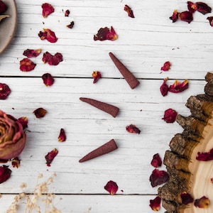 Rose Incense Cones - Hand-Rolled Herbal Incense - All Natural Incense 3, 6 or 12 - Hippie Yoga Meditation Boho Vegan Herbal Organic Incense