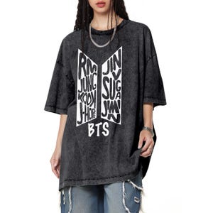 Bangtan Boys Bedrucktes T-Shirt mit Rundhalsausschnitt, RM, Jin, Suga, J-Hope, Jimin, V, Jungkook, BTS Unisex Kurzarm-T-Shirt K-Pop Style Top 777 PurpleLOVE