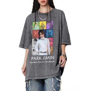 Park JiMin Gedruckt Rundhals-T-Shirt RM, Jin, Suga, J-Hope, Jimin, V, Jungkook, Vintage BTS Unisex Kurzarm-T-Shirt K-Pop Style Top 777 Lila