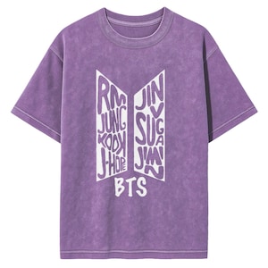 Bangtan Boys Bedrucktes T-Shirt mit Rundhalsausschnitt, RM, Jin, Suga, J-Hope, Jimin, V, Jungkook, BTS Unisex Kurzarm-T-Shirt K-Pop Style Top 777 PurpleLOVE