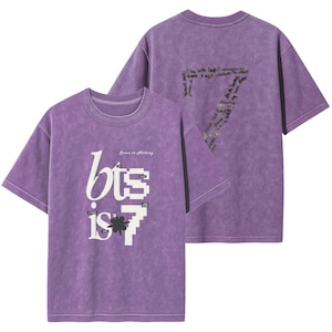 Bangtan Boys Crewneck T-Shirt, RM, Jin, Suga, J-Hope, Jimin, V, Jungkook, BTS Unisex Kurzarm K-Pop Style Doppelseitig gepresst 777 Purple