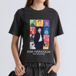 KimNamjoon bedrucktes T-Shirt mit Rundhalsausschnitt, RM, Jin, Suga, J-Hope, Jimin, V, Jungkook, BTS T-Shirt mit Rundhalsausschnitt, BTS süßes Koya, Unisex Kurzarm-T-Shirt