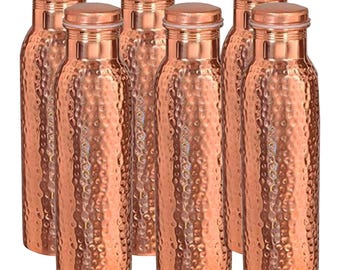 Bottiglia d'acqua in rame martellato, benefici per la salute ayurvedica, 1000 ml, set da 4