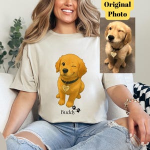 Benutzerdefinierte Ghibli-Stil Haustier Porträt personalisierte Hund oder Familie Foto Illustration Anime inspiriert Kunst T-Shirt Druck, Geschenk für Anime-Liebhaber