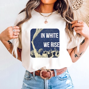 Comfort Colors® In White We Rise Real Madrid Inspired Vintage Soccer T-Shirt – White & Navy Retro Football Fan Shirt – Matchday Tee