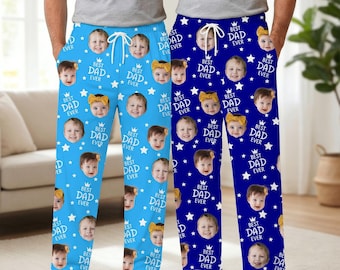 Father's Day Pajama Pants,Custom Pajama Pants with Face, First Father's Day Gift, Pajamas for Dad Papa, Baby Face Pajamas, Dog Dad Pjs