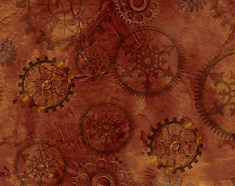 Aquatic Steampunkery Brown Gears - Quilting Treasures - 1 Yard - More Available