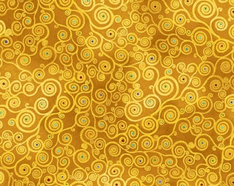 New - Cleo Gold Golden Swirls - Timeless Treasures - 1 Yard - More Available - By the Yard