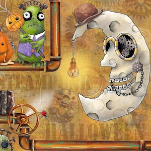 Steampunk Halloween 3 - QT Fabrics - 1 Panel 24&quot;- More Available