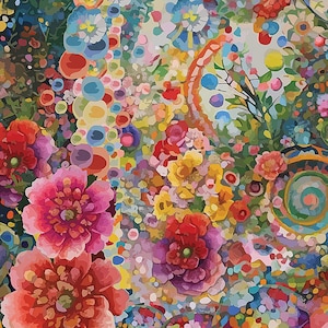 New - Whimsical Flower Garden - Hoffman Fabrics - 1 Yard - More Available