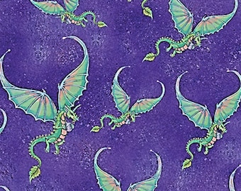 New - Purple Dragon Enchantment - Donna Antonucci - Benartex - Yardage and More Available
