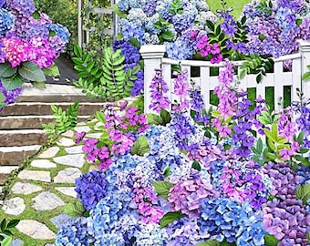 New - Hydrangea Cottage - Michael Miller - 1 Panel (24")- More Available