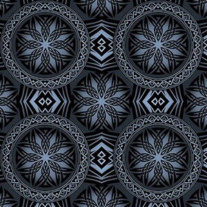 Celtic Dragon Black Blue Circles - In the Beginning - Jason Yenter - Fat Quarter