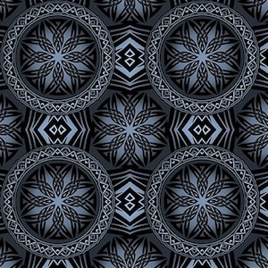 Celtic Dragon Black Blue Circles - In the Beginning - Jason Yenter - Half Yard