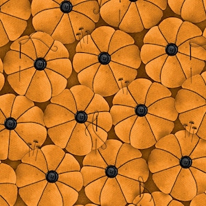 Old Made Pumpkin Pins Orange - Janet Wecker Frisch - Riley Blake Designs - Half Yard Plus (20&quot;)