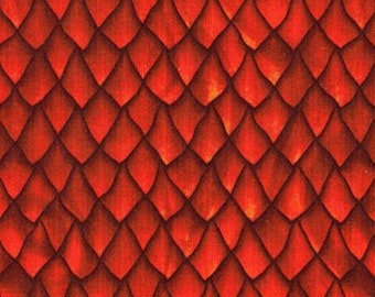 May include: Red dragon scale pattern background. The scales are a dark red with a lighter red centre and a black outline.
