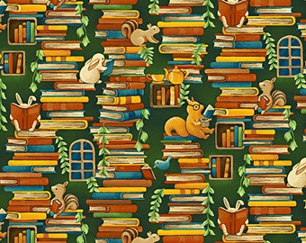 Forest Fables Stacked Books  - Paintbrush Studio - 1 Yard - More Available