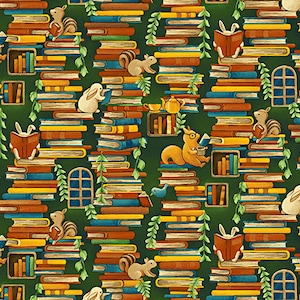 Forest Fables Stacked Books  - Paintbrush Studio - Fat Quarter