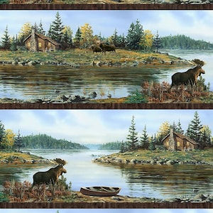 Borde de rayas de Northwood Naturescapes - Arte de vida silvestre de los hermanos Hautman - Northcott - Yardas y más disponibles