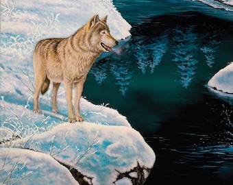 New - Wolf Quiet Reflection - Suite B - 1 Panel (24") - More Available