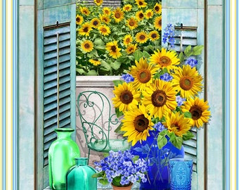 New - Summer Sunflower- Michael Miller - 1 Panel (24") - More Available