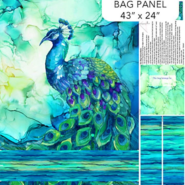 New - Allure Peacock Canvas Bag - Deborah Edwards and Melanie Samra - Northcott - 1 Panel (24") - More Available