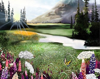 Woodland Digital - Cedar West - Clothworks - 1 Panel (24") - More Available